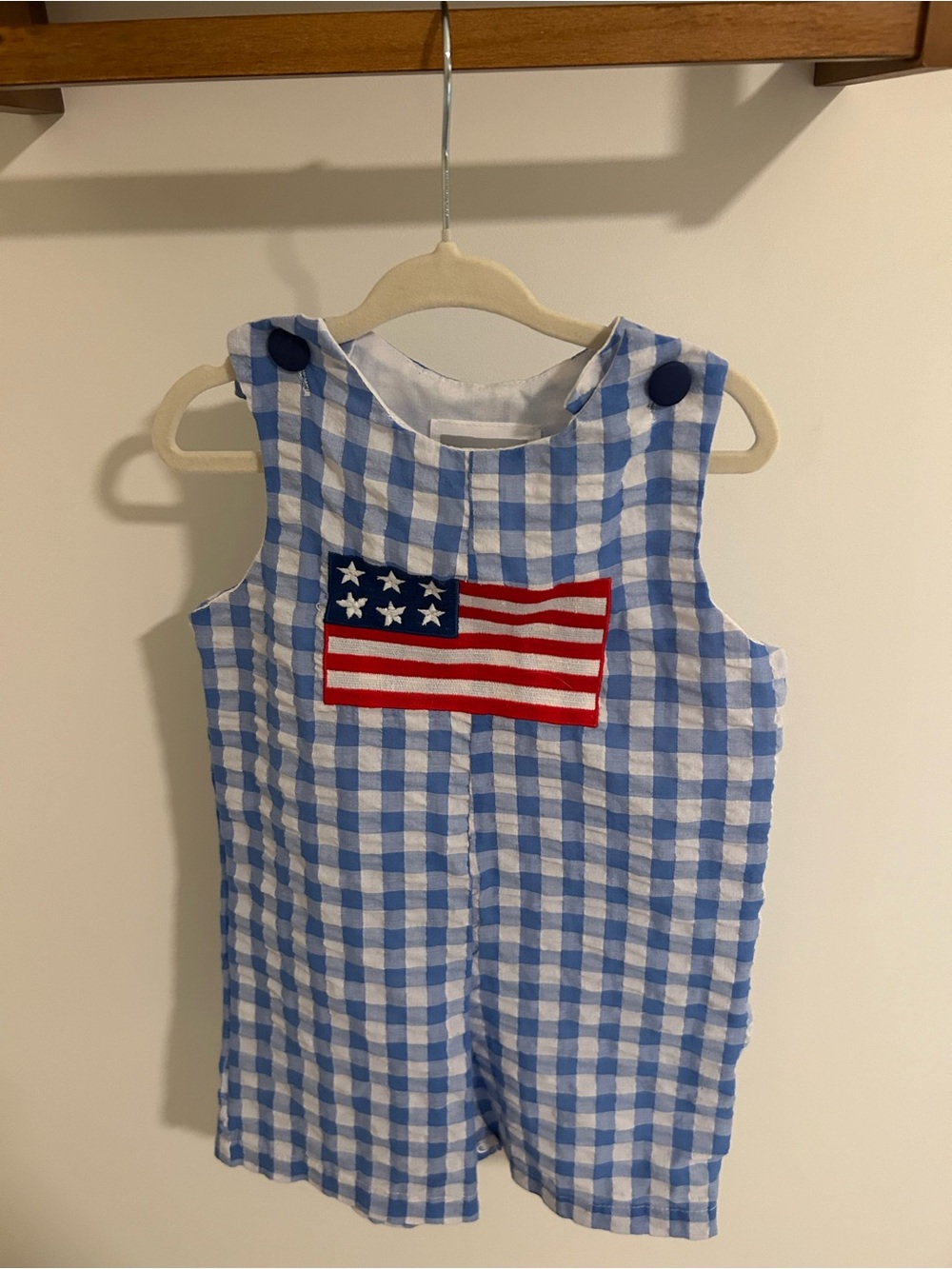 Blue and White Gingham Romper